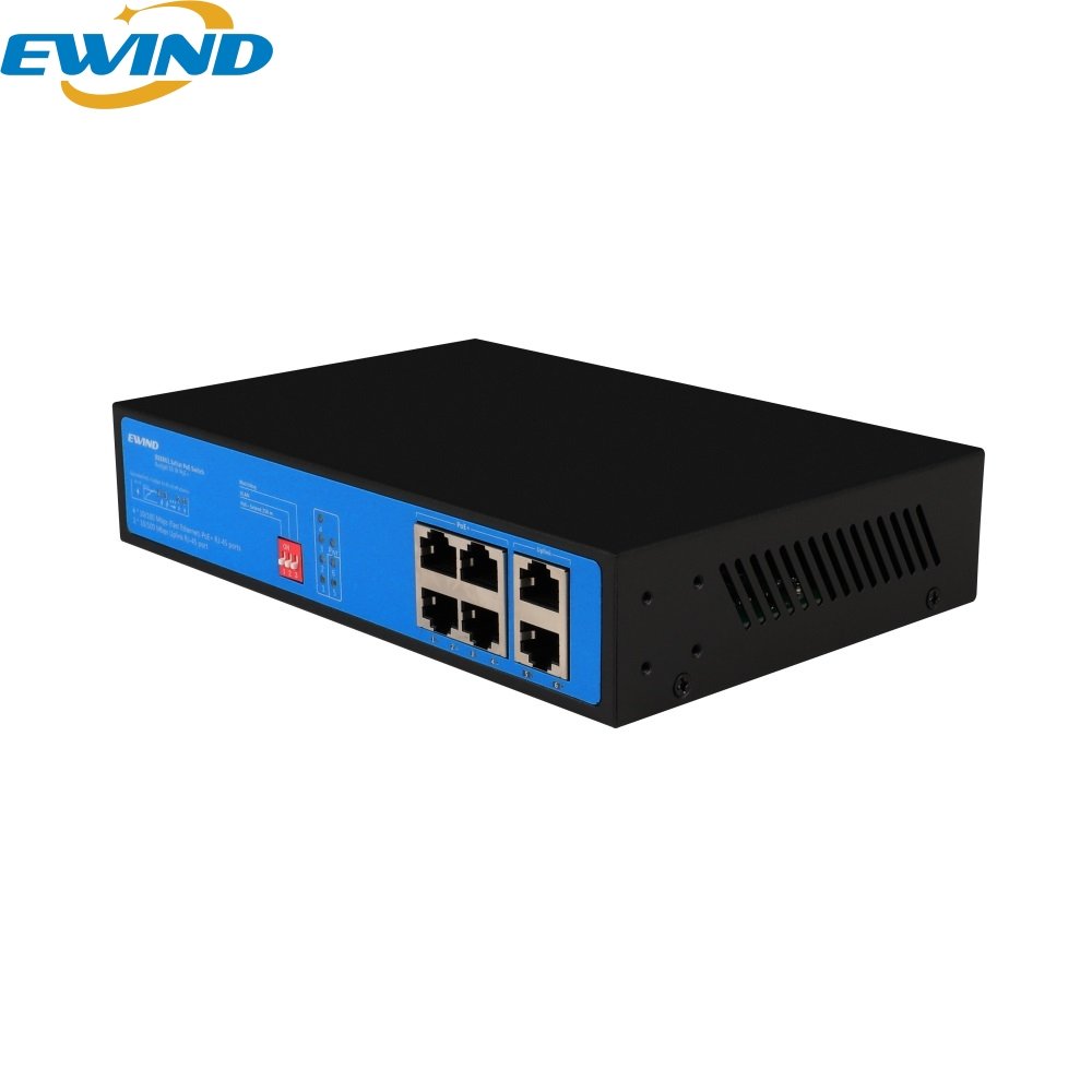 Smart AI Watchdog Network Switch - 10/100M 4+2 POE Switch Ideal for CCTV & NVR Systems