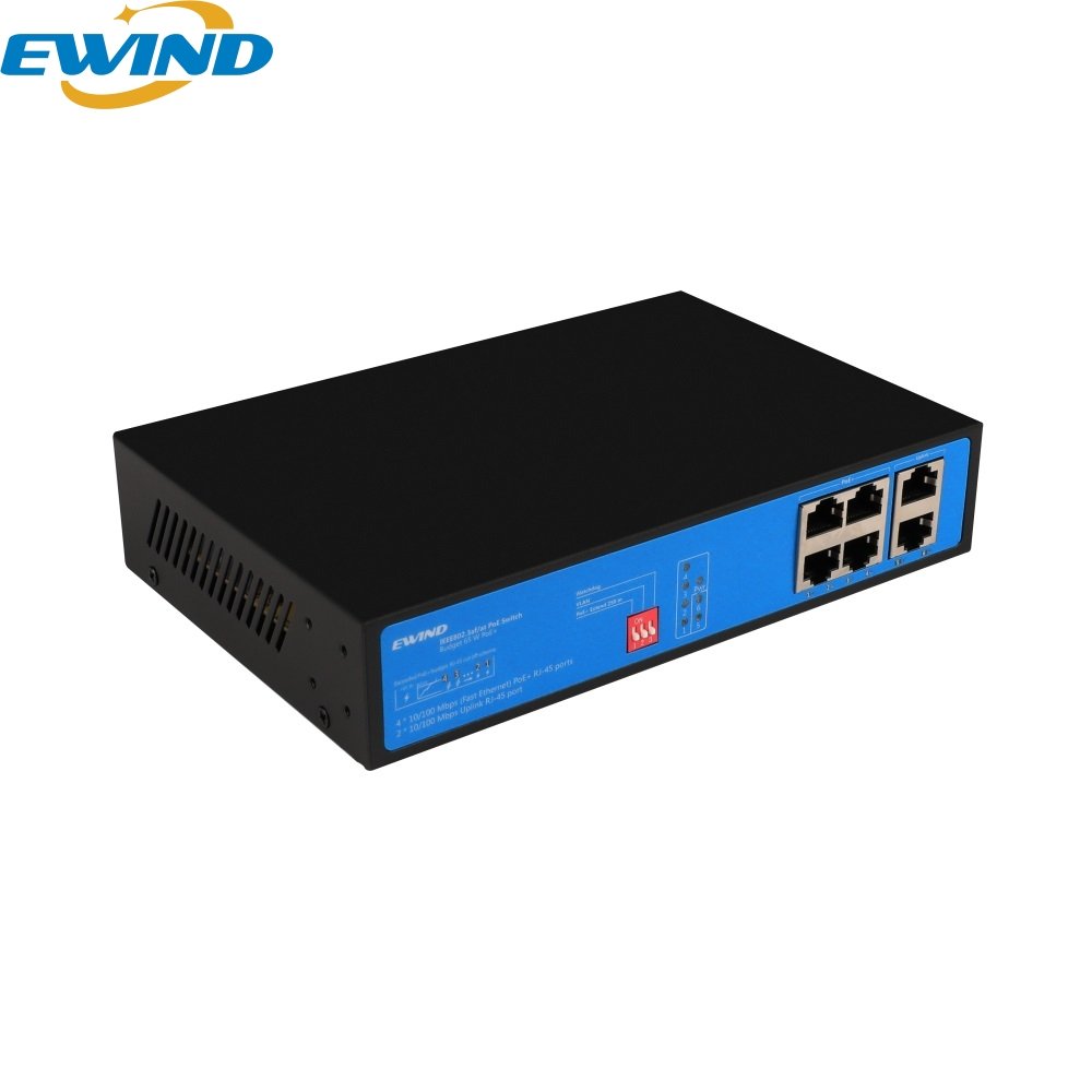 Smart AI Watchdog Network Switch - 10/100M 4+2 POE Switch Ideal for CCTV & NVR Systems