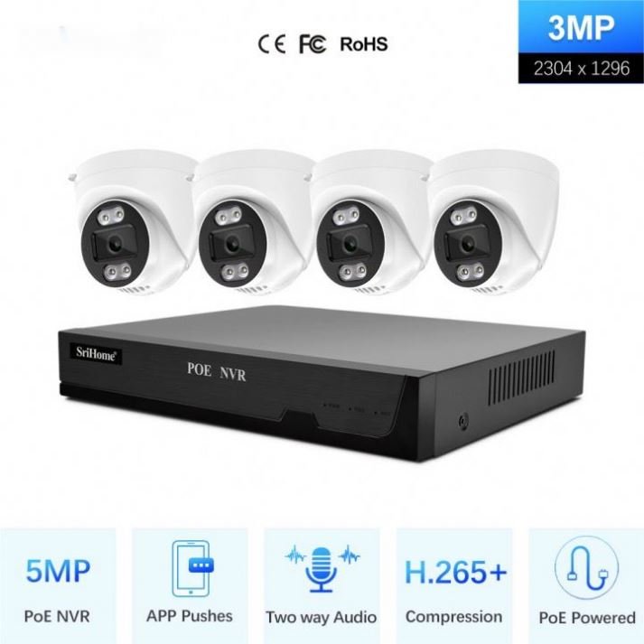 Smart Indoor PoE Security System 3MP Dual-Light Night Vision 16TB Storage AI Detection Easy Remote Monitoring