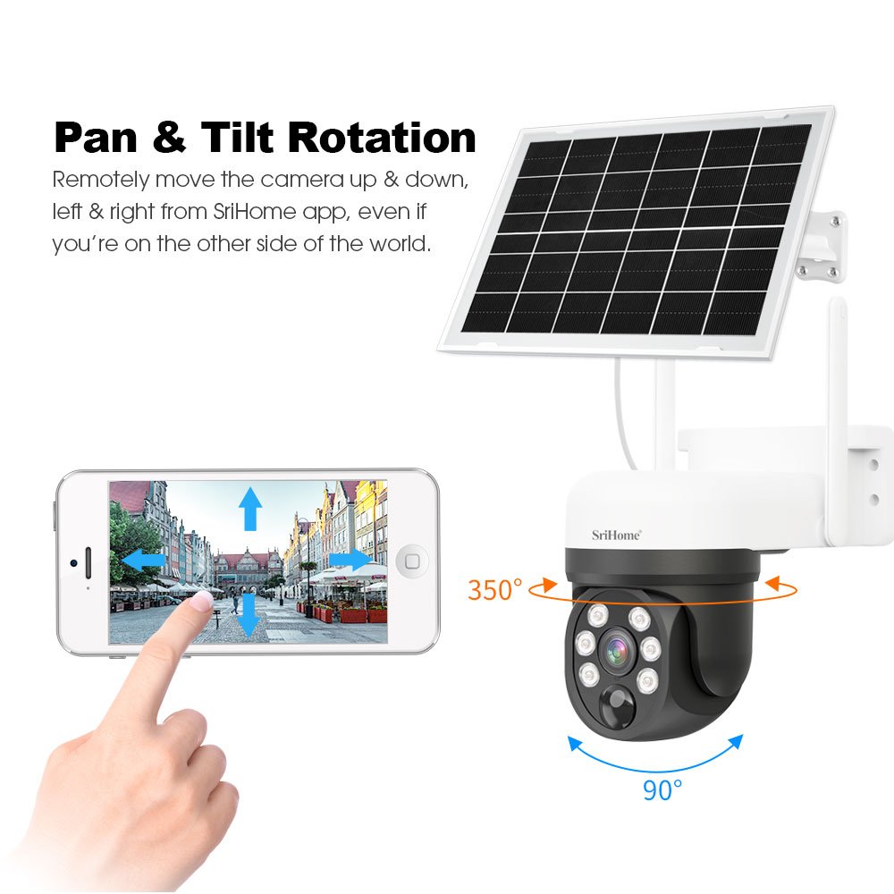 SriHome OEM/ODM Solar Cameras Outdoor Waterproof IP66 CCTV Surveillance MultiFunction Solar Panel Camera Surveillance System