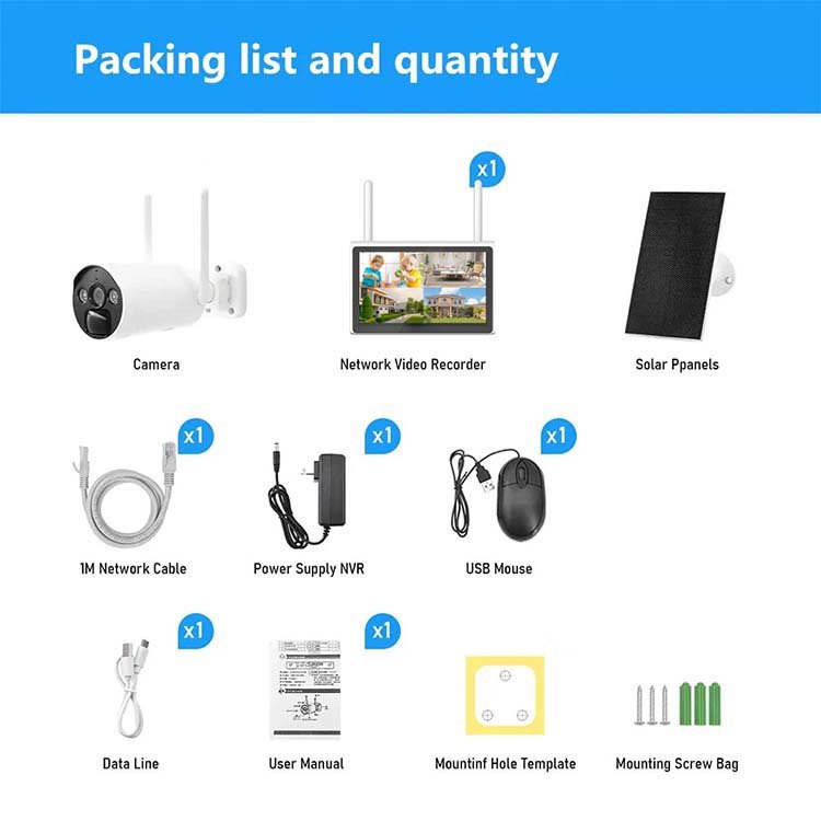 Rscamtom 4CH 4MP Monitor for Home Security Surveillance LCD Battery Solar Panel for Commercial Monitoring System
