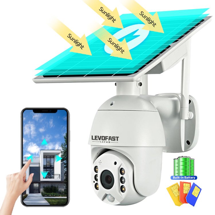 LEVOFAST Tuya Smart Solar Camera Waterproof CCTV 4G Sim Card Security Solar PTZ Camera 2MP Ubox Wifi IP Camera 18650 Batteries