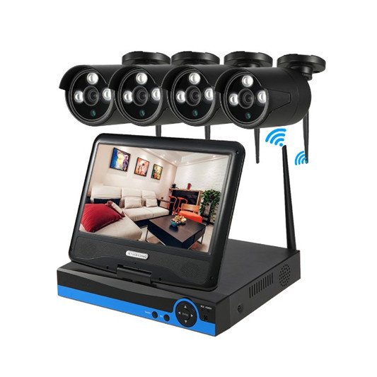 Outdoor 4CH HD 2MP WiFi Camera Surveillance System 10.1" LCD Monitor NVR Kit Wireless Network Camera Security Ip Camera System