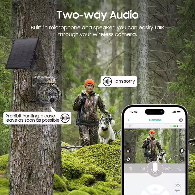 New Arrival 12X Zoom Mini Solar Powered Hidden Camera IP66 Night Vision Function Maple Leaf Camouflage 4G Sim Card Outdoor