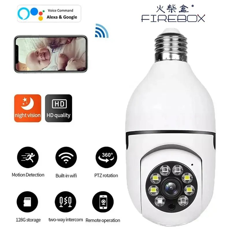 LED Light WiFi Security Camera Bulb 1080P Camera System 2.4GHz 360 Degree Panoramic Wireless Home Ip Cameras