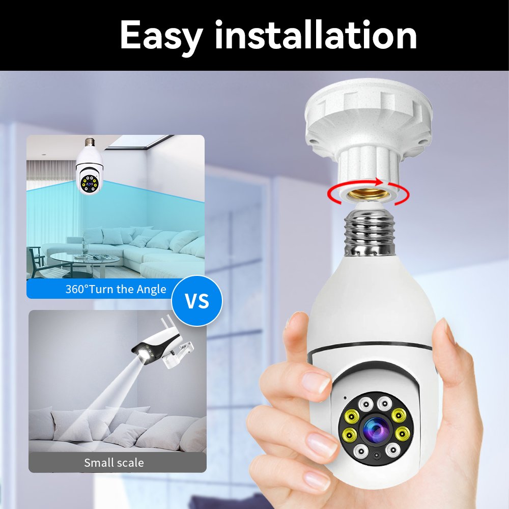 E27 Bulb WiFi Security Camera AI Human Motion Detect Color Night Vision Mini Indoor Wifi Security Surveillance Camera APP ICSEE