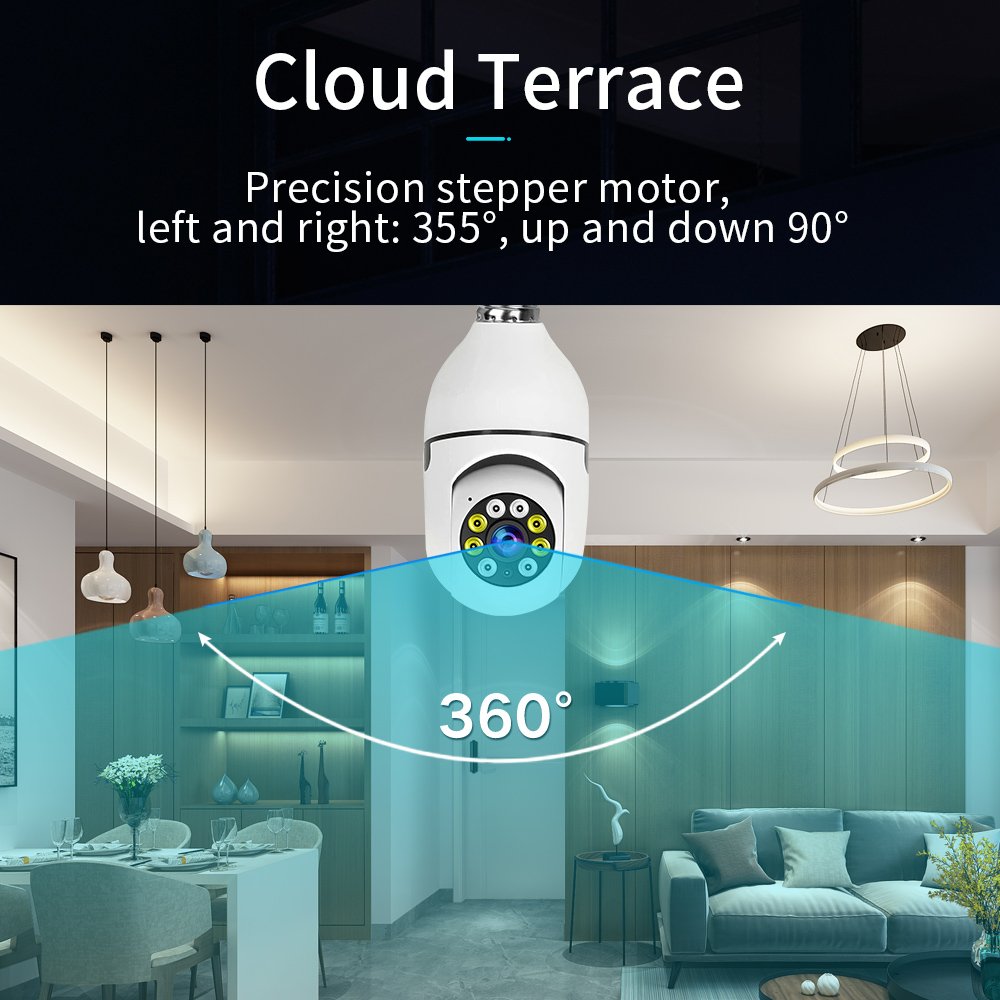 E27 Bulb WiFi Security Camera AI Human Motion Detect Color Night Vision Mini Indoor Wifi Security Surveillance Camera APP ICSEE