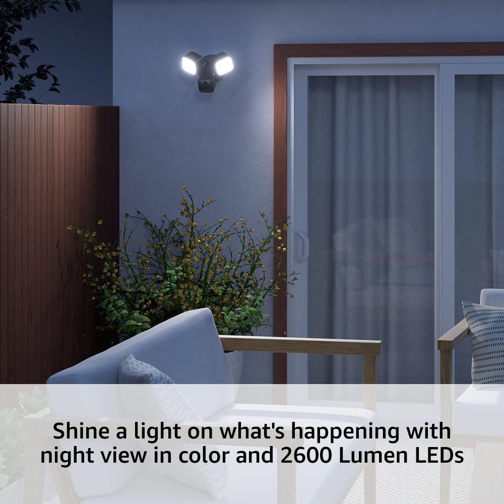 Wired Floodlight Camera Smart security camera 2600 lumens enhanced motion detection built-in siren Works with Alexa