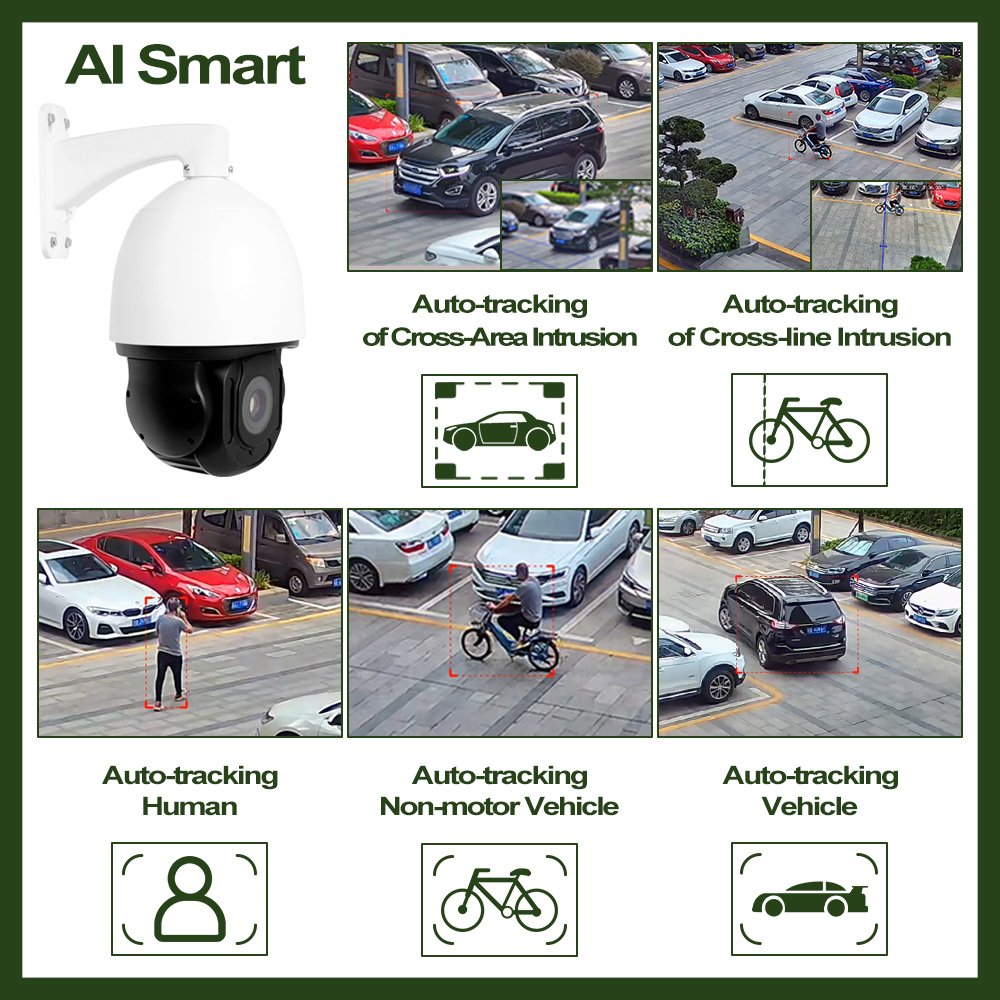 PTZ High Speed Dome Camera with 44X Optical Zoom 800m IR AI Quick Motion Detection and Line Crossing 8MP Camera for Project