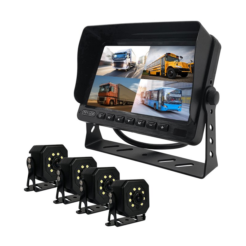 10.1"1080P Backup Camera Monitor DVR for RV Truck Trailer Rear Side Front Reverse View Wired System FHD Image 4 Split Recorder