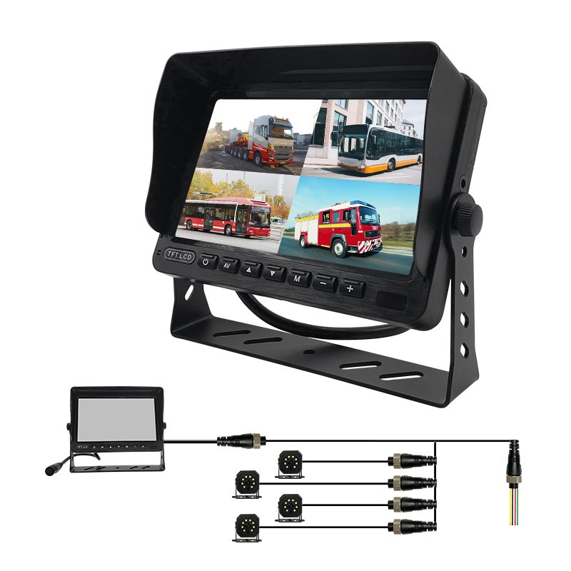 10.1"1080P Backup Camera Monitor DVR for RV Truck Trailer Rear Side Front Reverse View Wired System FHD Image 4 Split Recorder