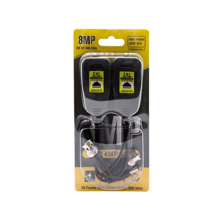 Factory Price 300M CCTV Balun Bnc Converter 2 In 1 HD Video Balun 8MP Rj45