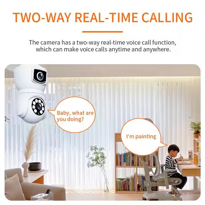 2 Lens 3MP surveillance camera E27 Plug bulb light 360 best home security camera without subscription