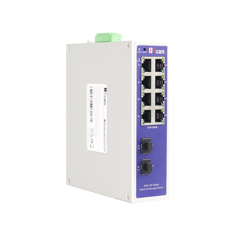 E-management Industrial switch 8*GE+2*GF SFP optical port E-NMS Industrial switches 10 port gigabit network switch