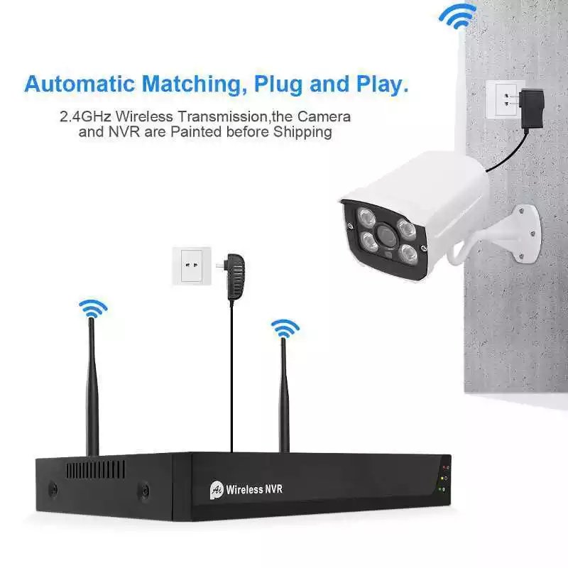 Outdoor night vision 4ch wifi nvr kit cctv camera set human detection home surveillance wireless security camera system