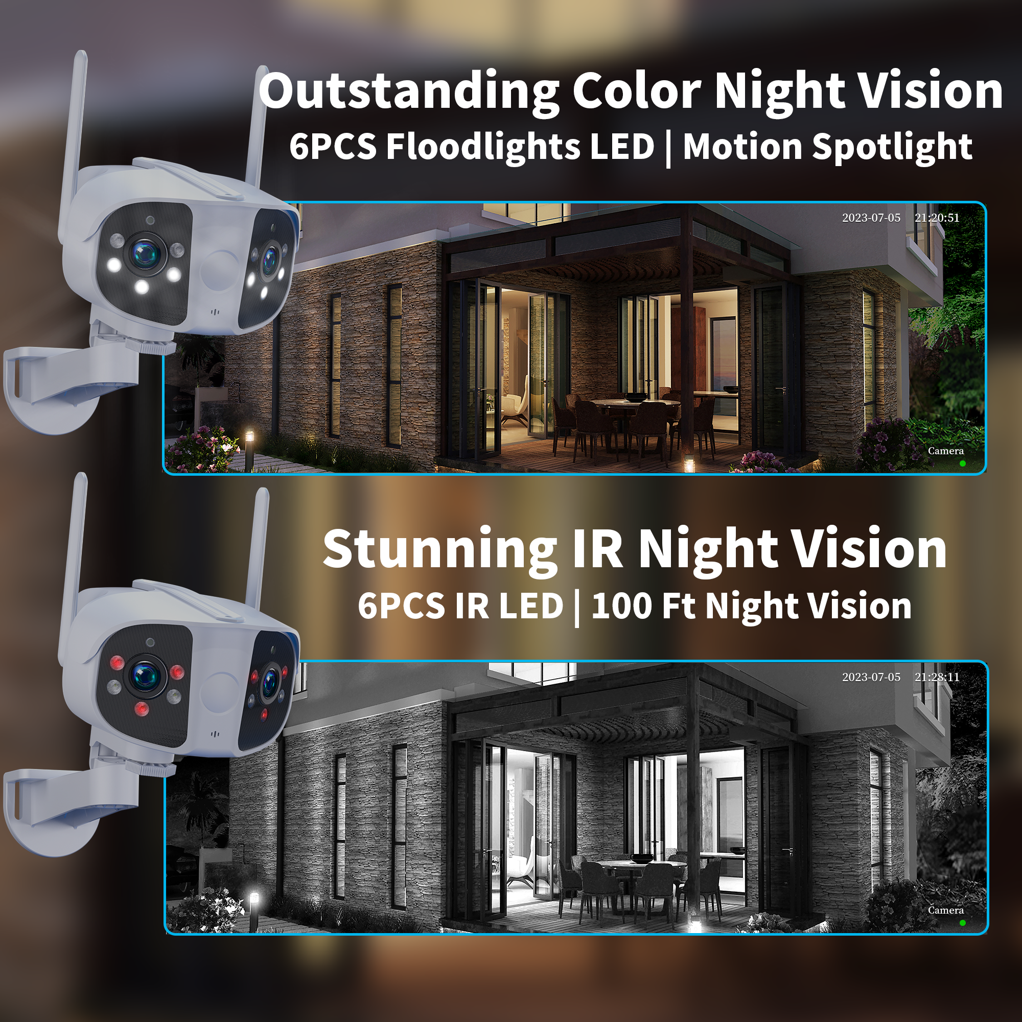 IPC360Home Surveillance System 4K HD Outdoor IP66 Waterproof Wireless Security 6MP Dual Lens Ultra Wide Angle Panorama Camera