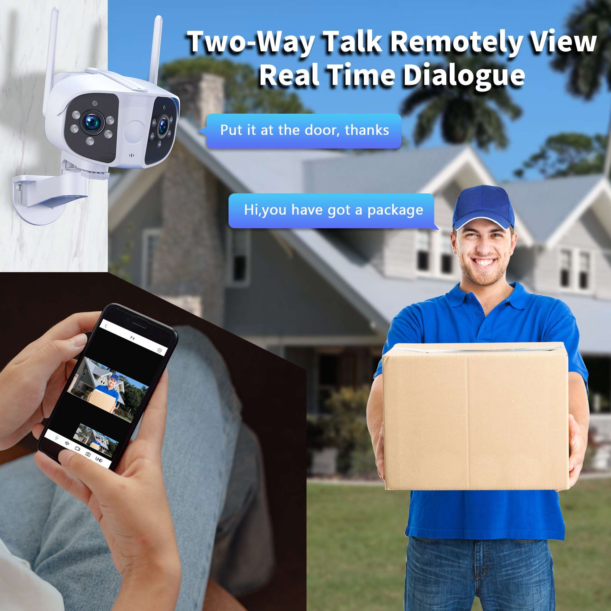 IPC360Home Surveillance System 4K HD Outdoor IP66 Waterproof Wireless Security 6MP Dual Lens Ultra Wide Angle Panorama Camera