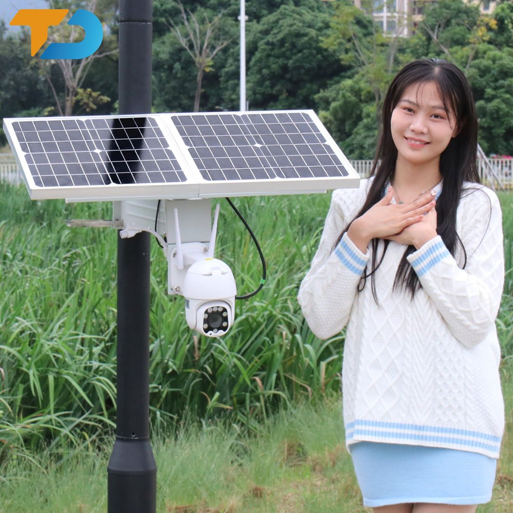 TecDeft Solar Cctv Camera Day Night Vision 5MP 5X Zoom Outdoor PTZ 3G 4G Wifi Security CCTV Camera Human Tracking Solar Camera