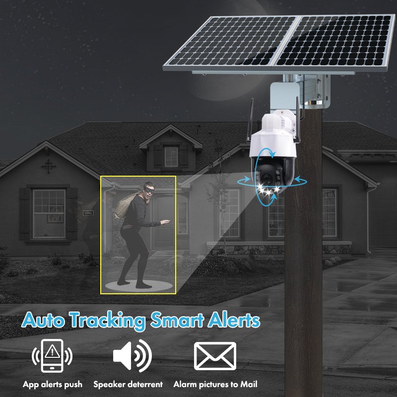 TecDeft solar 4g sim security camera outdoor LTE Cmos Sensor PTZ 30x optical zoom farm 5MP wifi solar cctv camera with sim card