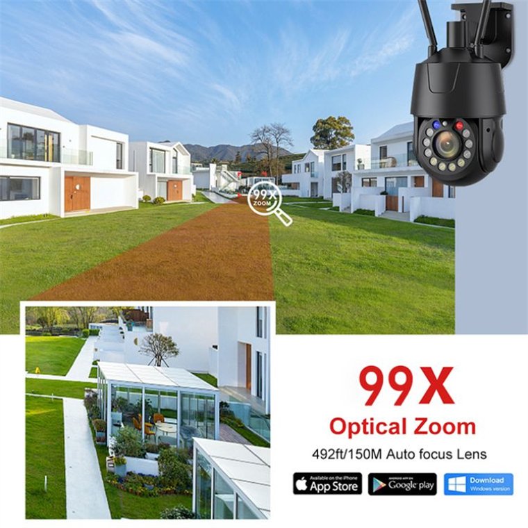 Rscamtom 4K Ultra HD Camera Dome Security Camera for Traffic Monitoring Outdoor PTZ Camera for School Surveillance