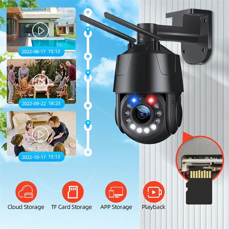 Rscamtom 4K Ultra HD Camera Dome Security Camera for Traffic Monitoring Outdoor PTZ Camera for School Surveillance