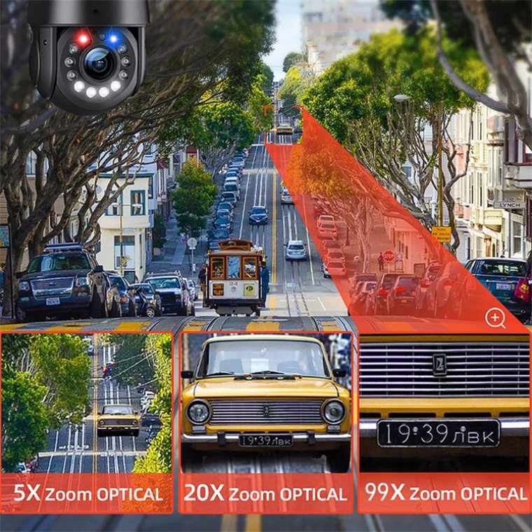 Rscamtom 4K Ultra HD Camera Dome Security Camera for Traffic Monitoring Outdoor PTZ Camera for School Surveillance