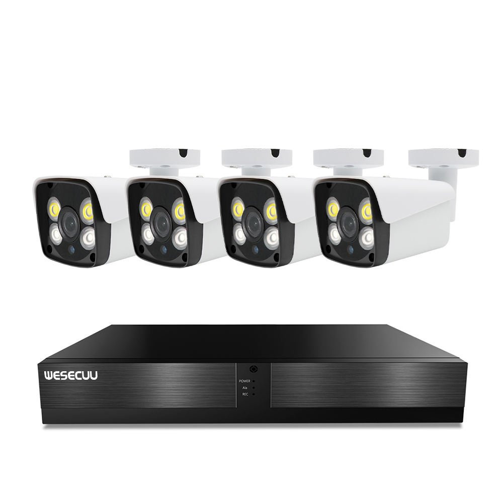 WESECUU Manufacturer 4 8 16 Channel Ip Poe Nvr 5mp 4k 8mp Home Outdoor Security Camera Cctv System Kit
