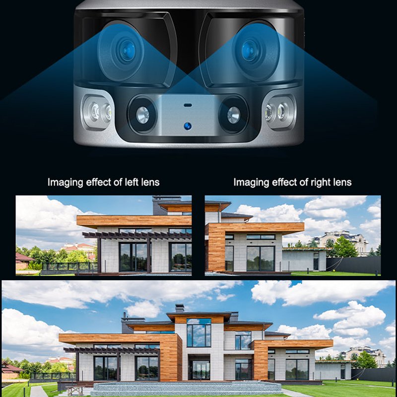 Surveillance Y6 Solar Bullet Camera Wireless Camera with for Outdoor Optical Zoom Solar 4g Camera Solar 4k Dual Lens 8MP Black