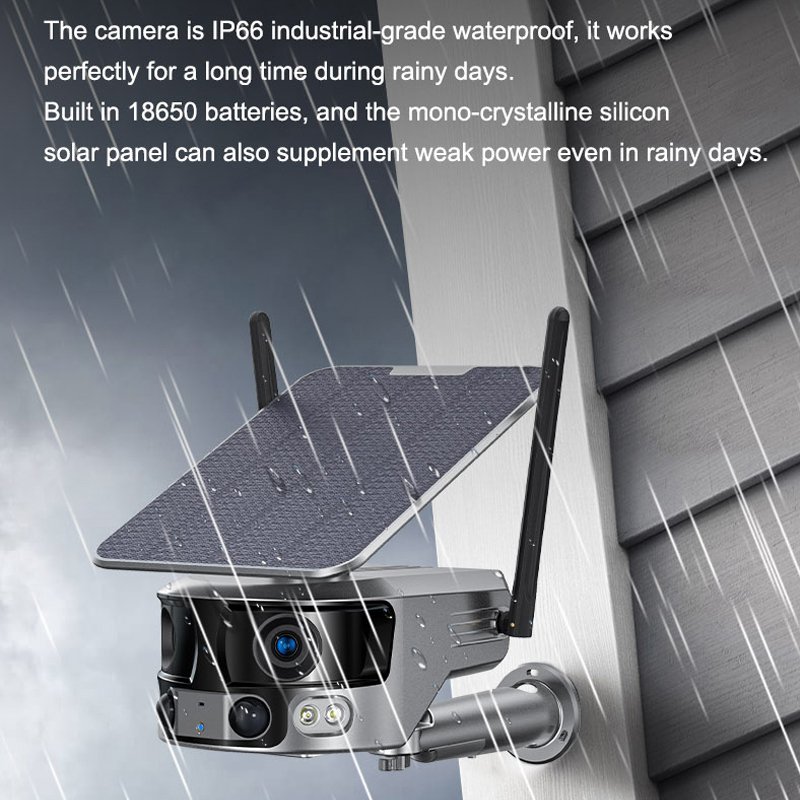 Surveillance Y6 Solar Bullet Camera Wireless Camera with for Outdoor Optical Zoom Solar 4g Camera Solar 4k Dual Lens 8MP Black