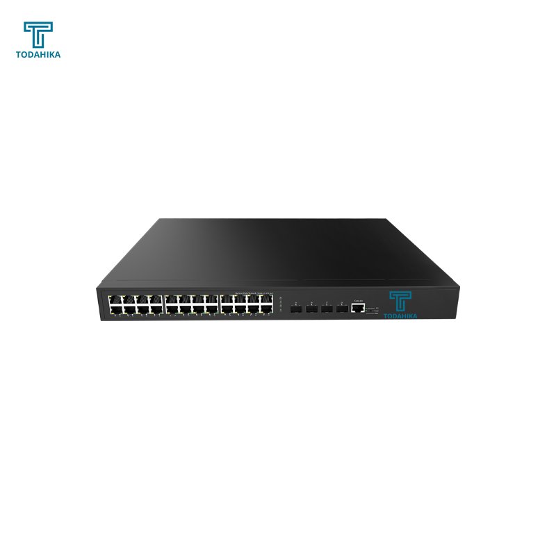CE FCC QoS 4 x 1G 2.5G 10G SFP+ 24 x 10 100 1000Base-T Layer3 Managed Rack-mount Ethernet Switch
