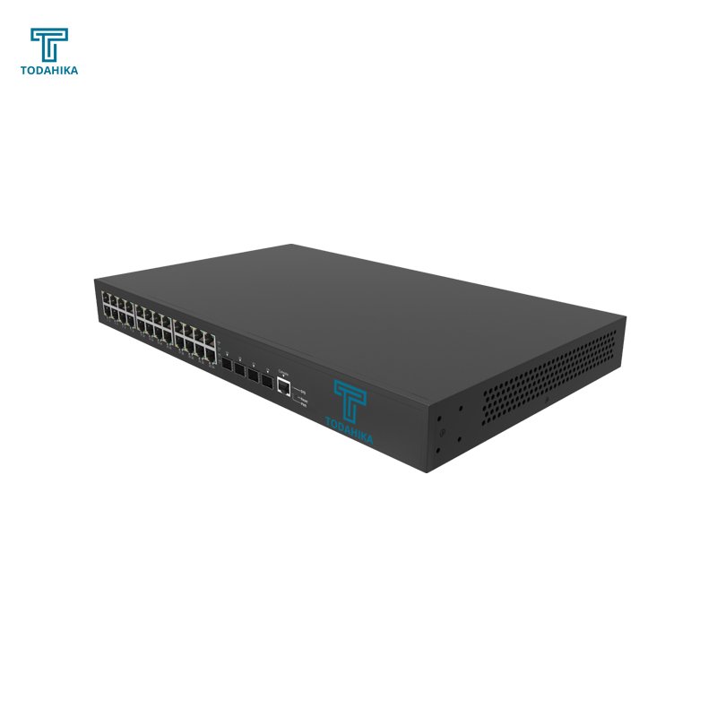 CE FCC QoS 4 x 1G 2.5G 10G SFP+ 24 x 10 100 1000Base-T Layer3 Managed Rack-mount Ethernet Switch