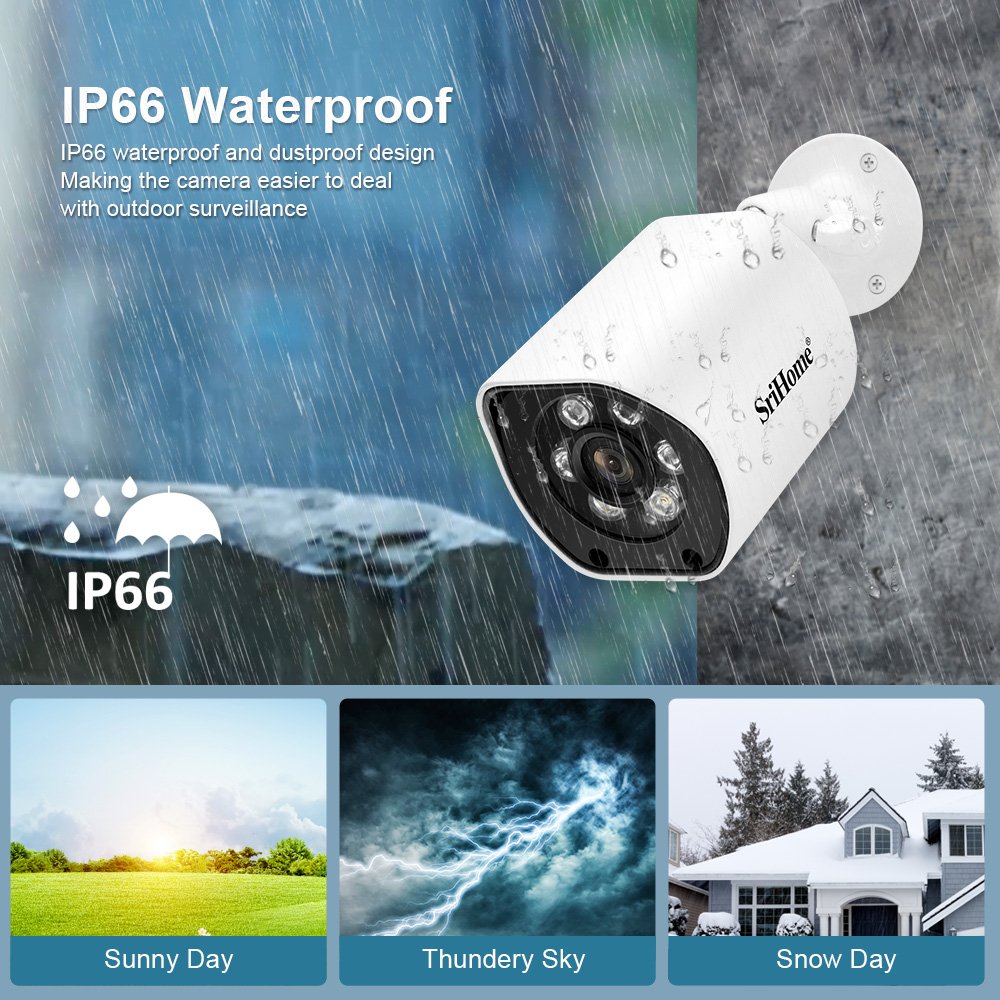 SriHome 16CH NVS006+SH034B 5MP Waterproof Outdoor CCTV Wifi POE IP Camera Kit P2P Network Video Recorder PoE NVR Kit