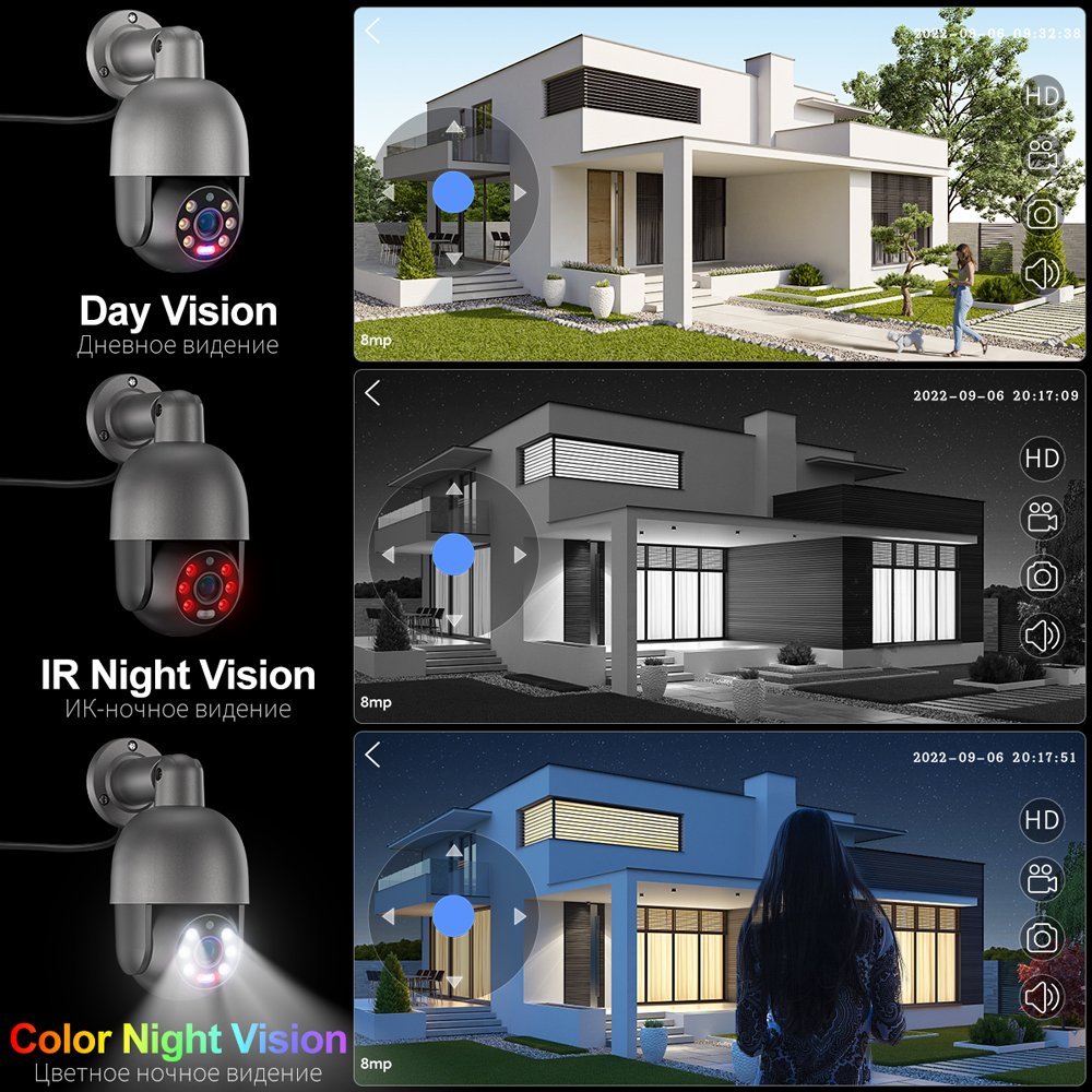 Outdoor Indoor Motion Detection Cctv Camera 4K Home Security System 8Mp Nvr Kit Video Surveillance Set