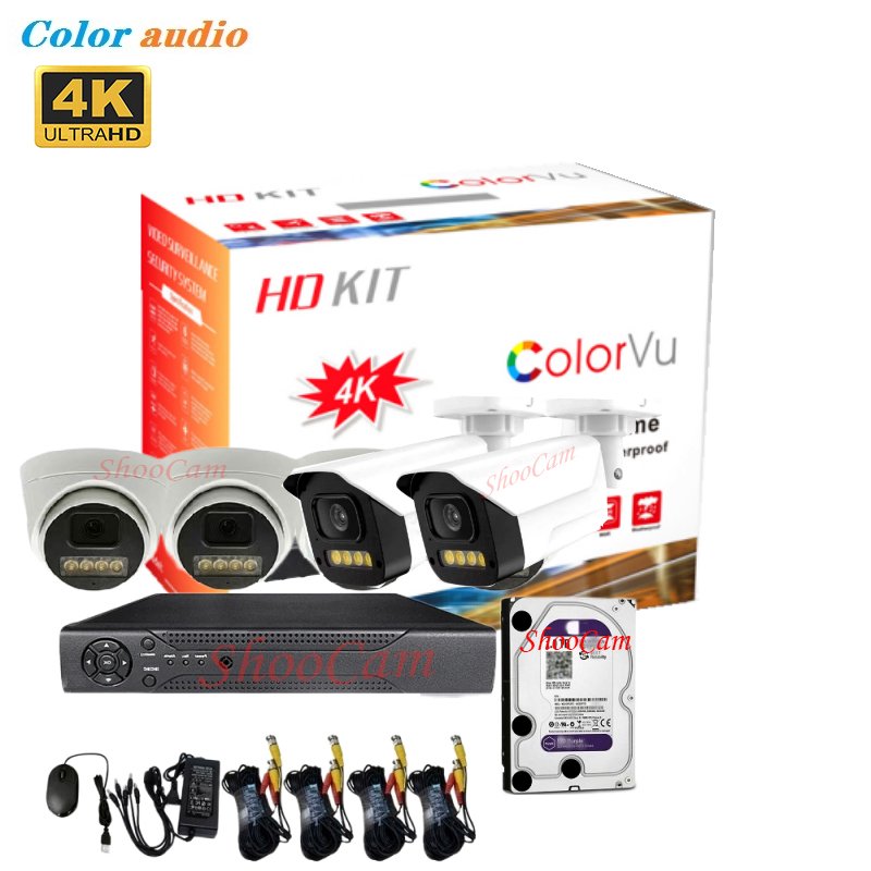 Outdoor 4ch 8ch Camera System Surveillance Kit Full Color Dome Bullet Waterproof Tseye Dvr Xvr View Home Cctv Security Camera 4k