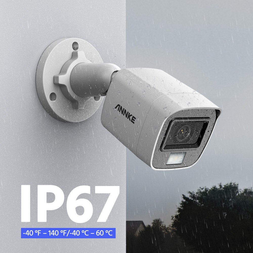 ANNKE 8CH 3K(5MP) Hybrid DVR with 8 pcs Analog Outdoor Camera Security System,Night vision AI detection, Built-mic IP67