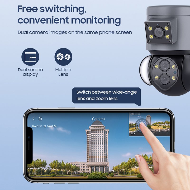 4MP WIFI IP Camera Home Security System Wireless PTZ Outdoor Surveillance CCTV Security Smart Flood Light Camera