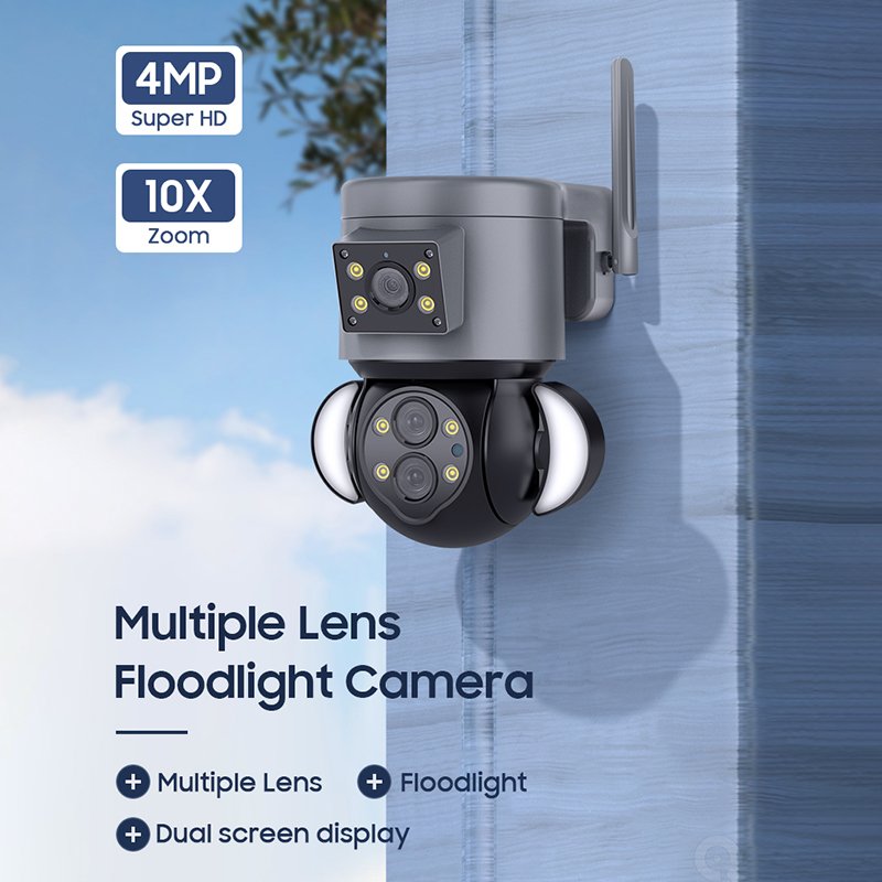 4MP WIFI IP Camera Home Security System Wireless PTZ Outdoor Surveillance CCTV Security Smart Flood Light Camera