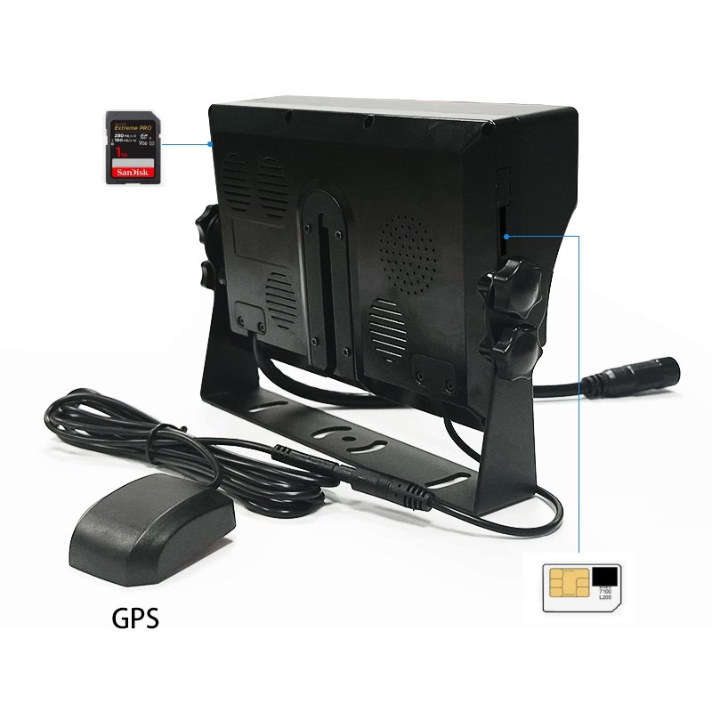 4CH 1080P Hybrid Input 7 9 10 Inch Car Monitor 4G WiFi GPS Option 2G-1TB SD Card Memory Recording Surveillance Car Reversing Aid