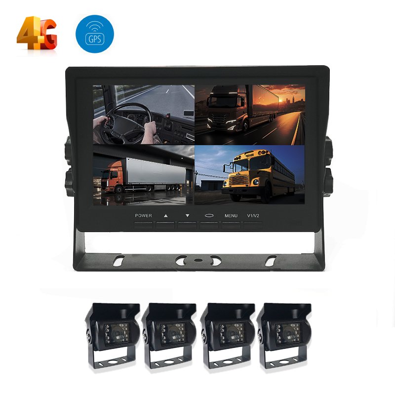 4CH 1080P Hybrid Input 7 9 10 Inch Car Monitor 4G WiFi GPS Option 2G-1TB SD Card Memory Recording Surveillance Car Reversing Aid