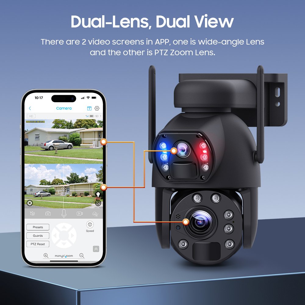 Outdoor Waterproof New 6MP Dual lens 20X Zoom Wireless 4G Battery Security Solar 6W CCTV Cameras Speed Dome PTZ CCTV Cameras