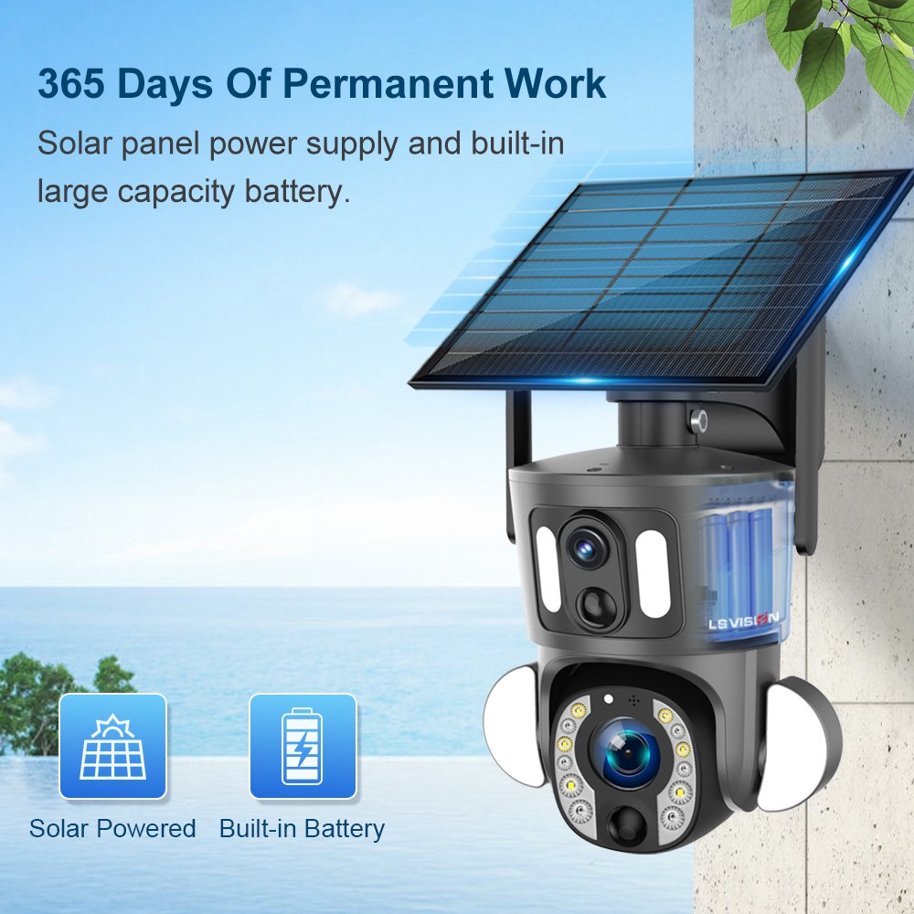 LS VISION 4G Solar Indoor Outdoor CCTV Wireless Security Camera System with Night Vision NVR Cloud Data Storage 4G WIFI CCTV