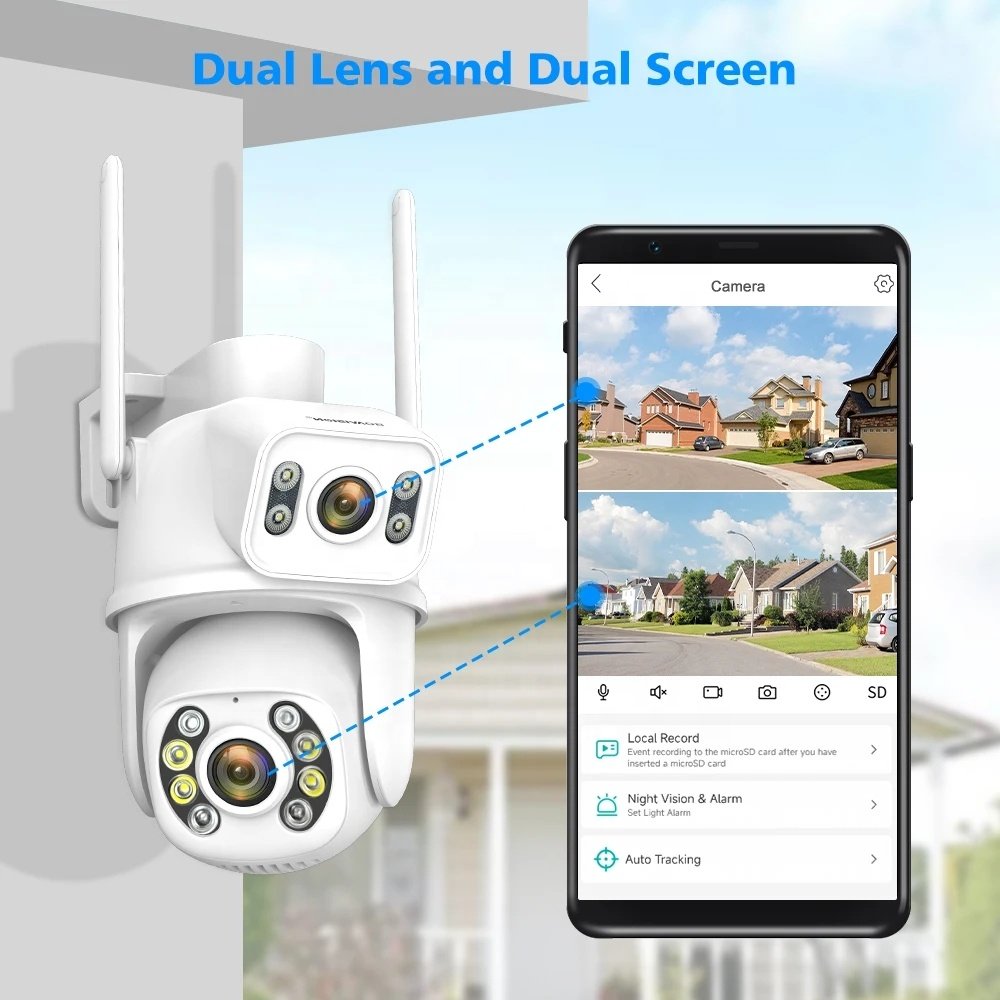Waterproof 8MP HD Wireless Dual Lens PTZ WIFI IP Home Security Surveillance Camera System 4CH/8CH NVR Video H.265 CCTV Kit
