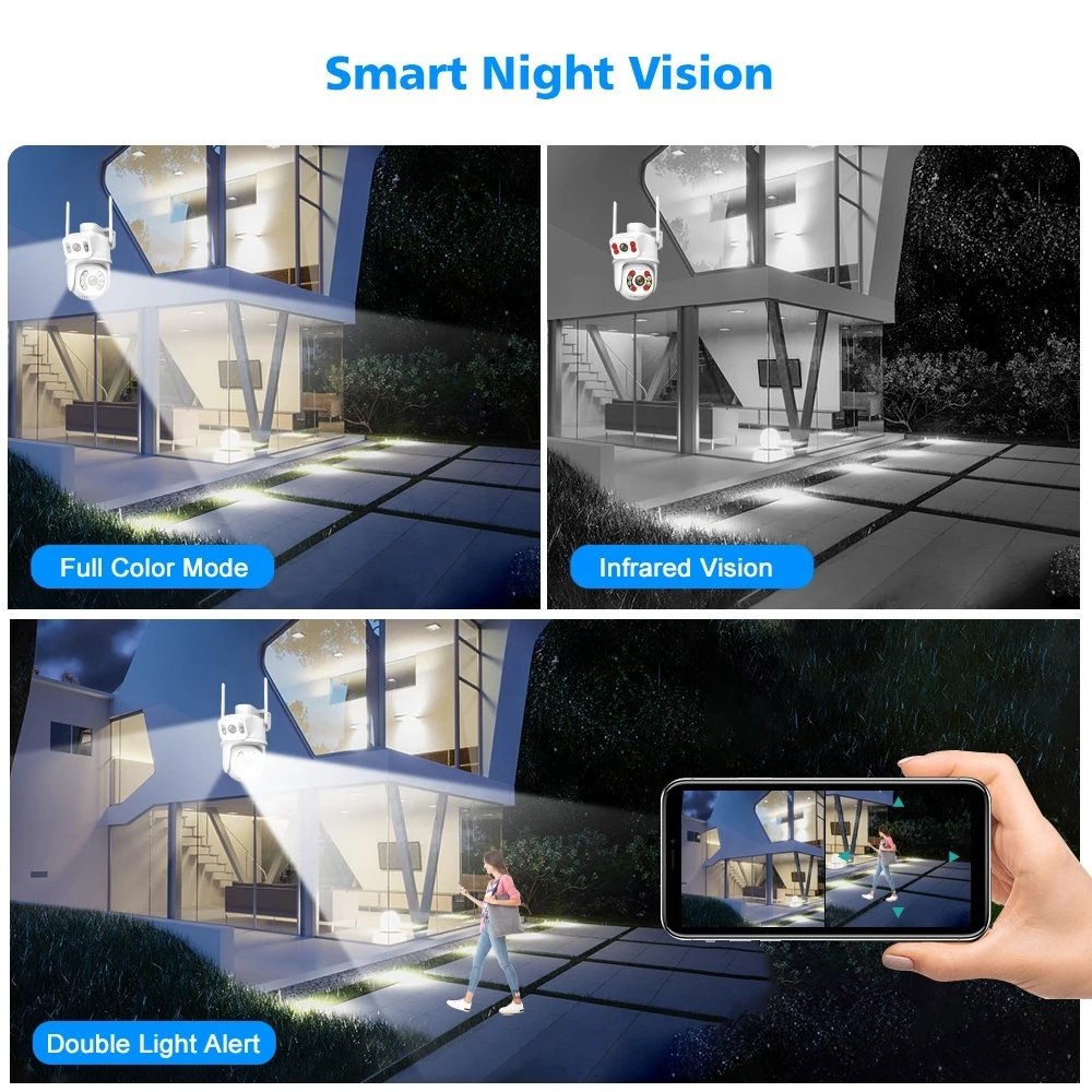 Waterproof 8MP HD Wireless Dual Lens PTZ WIFI IP Home Security Surveillance Camera System 4CH/8CH NVR Video H.265 CCTV Kit