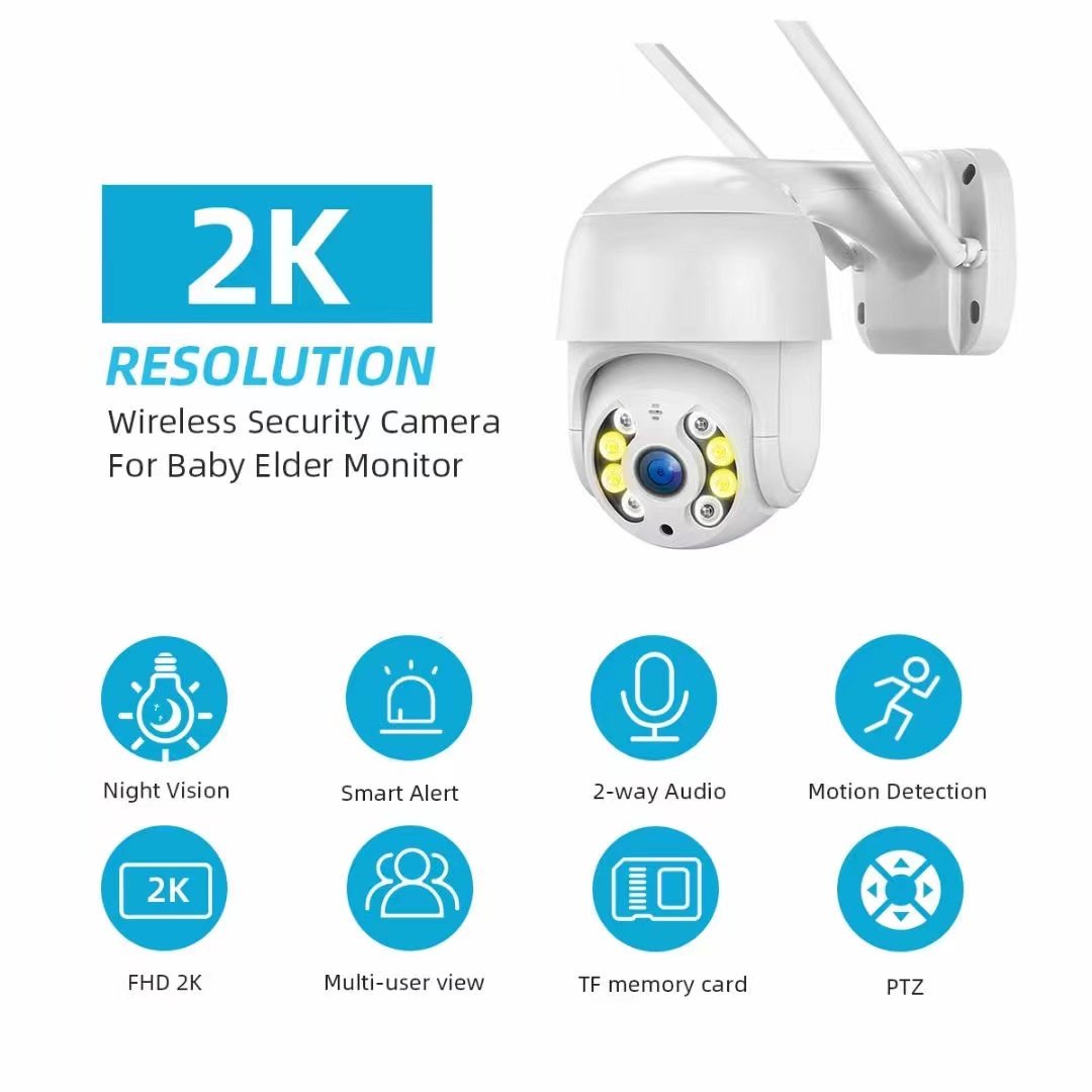 4MP Wireless WIFI Security Camera Home Security System Surveillance Camera Indoor Outdoor 2k Mini Speed PTZ Cam