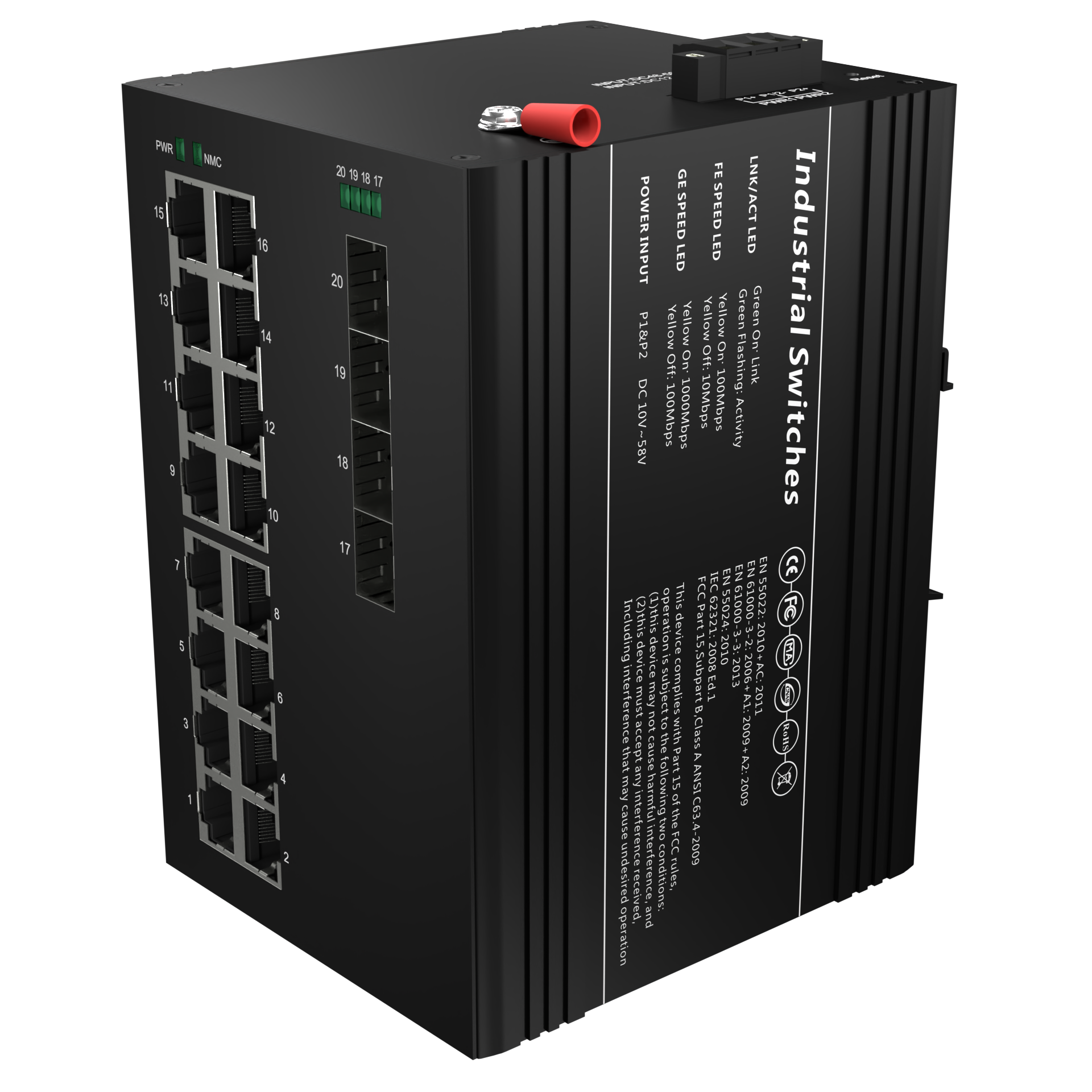 Todahika CE FCC RoHS Din-Rail 4 x Gigabit SFP 16 x 10/100/1000 Base-T 10Kbytes 68Gbps Industrial Switch