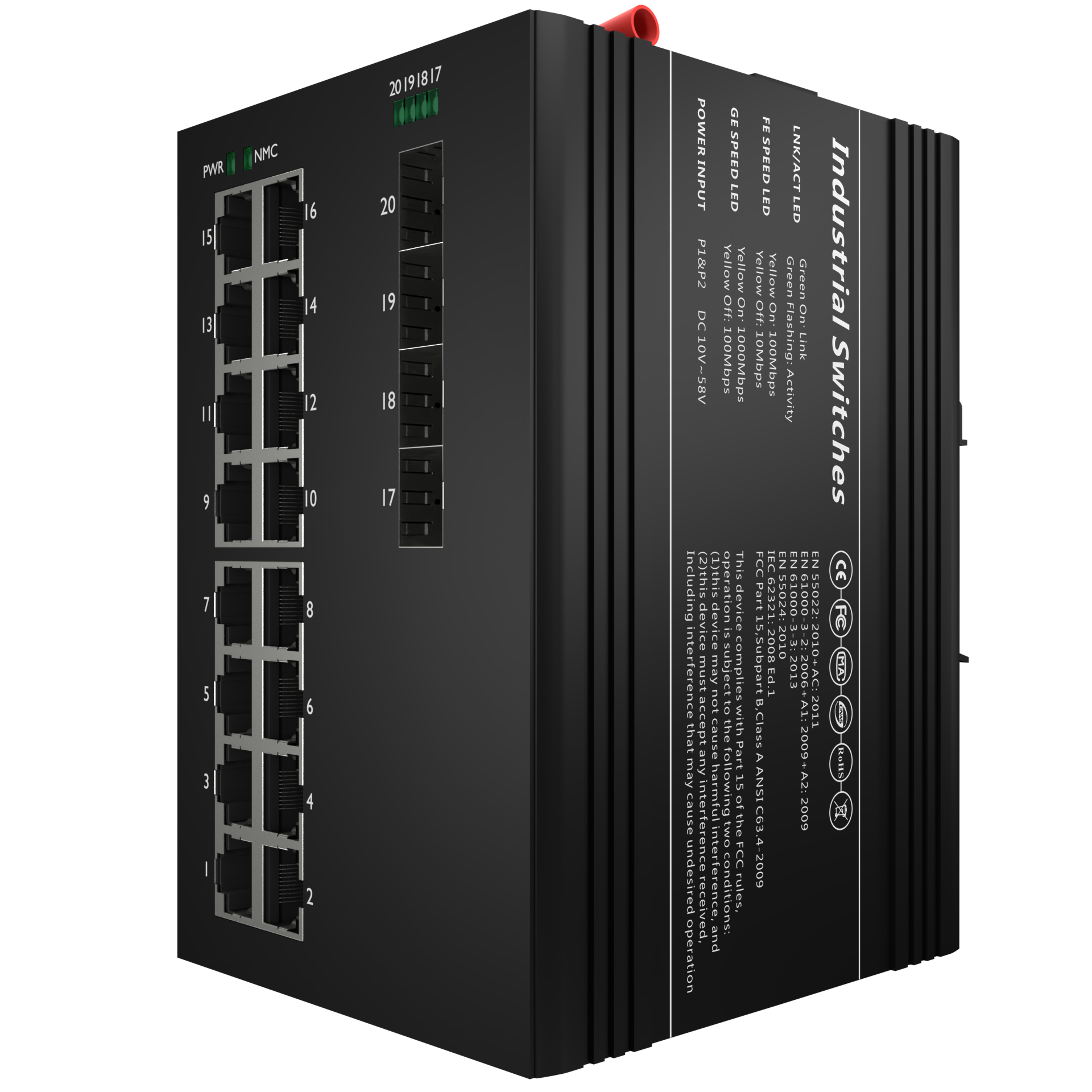 Todahika CE FCC RoHS Din-Rail 4 x Gigabit SFP 16 x 10/100/1000 Base-T 10Kbytes 68Gbps Industrial Switch