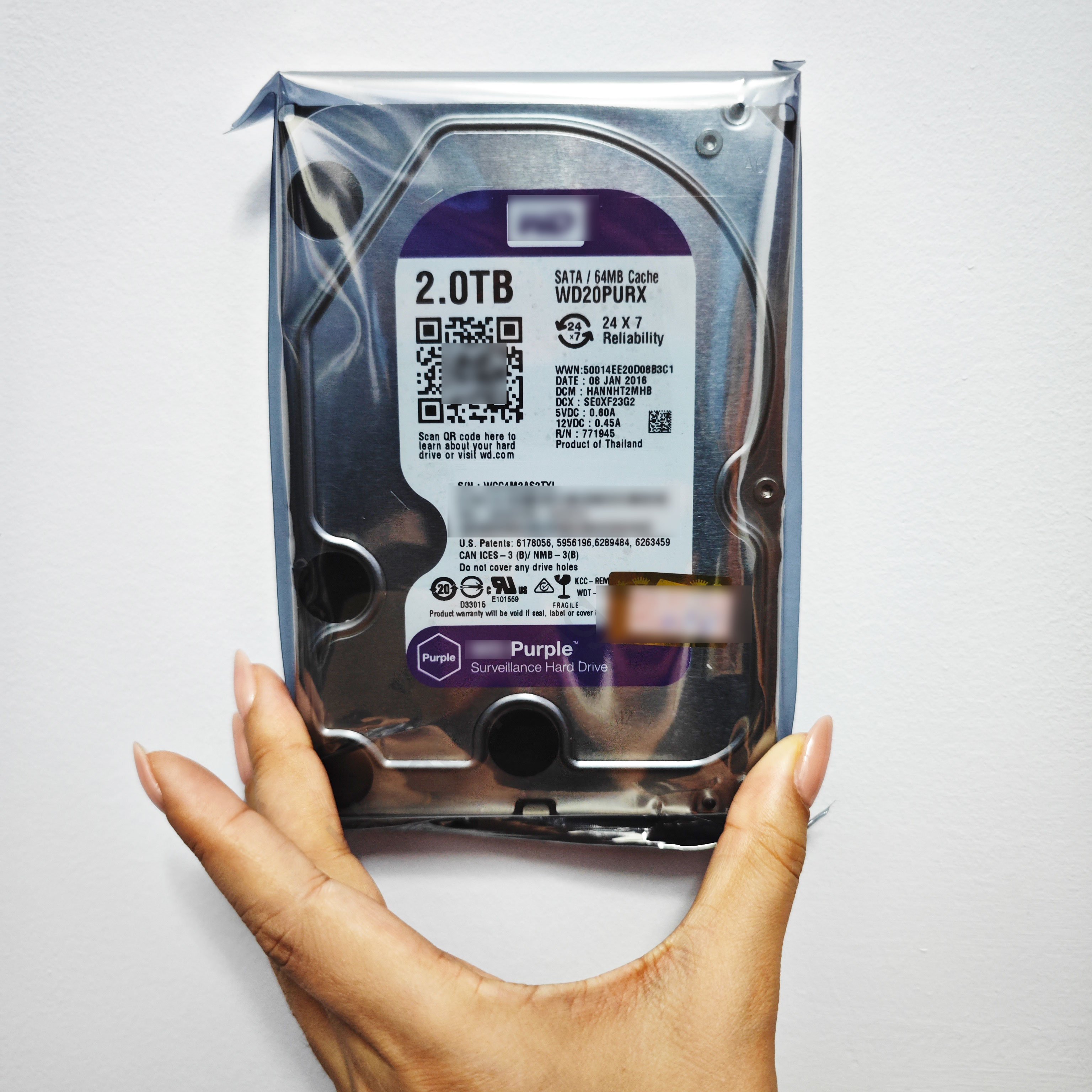 Original-HDD Purple 3.5" high speed quality-tested robust secure storage 2TB reliable for surveillance 2TB HDD