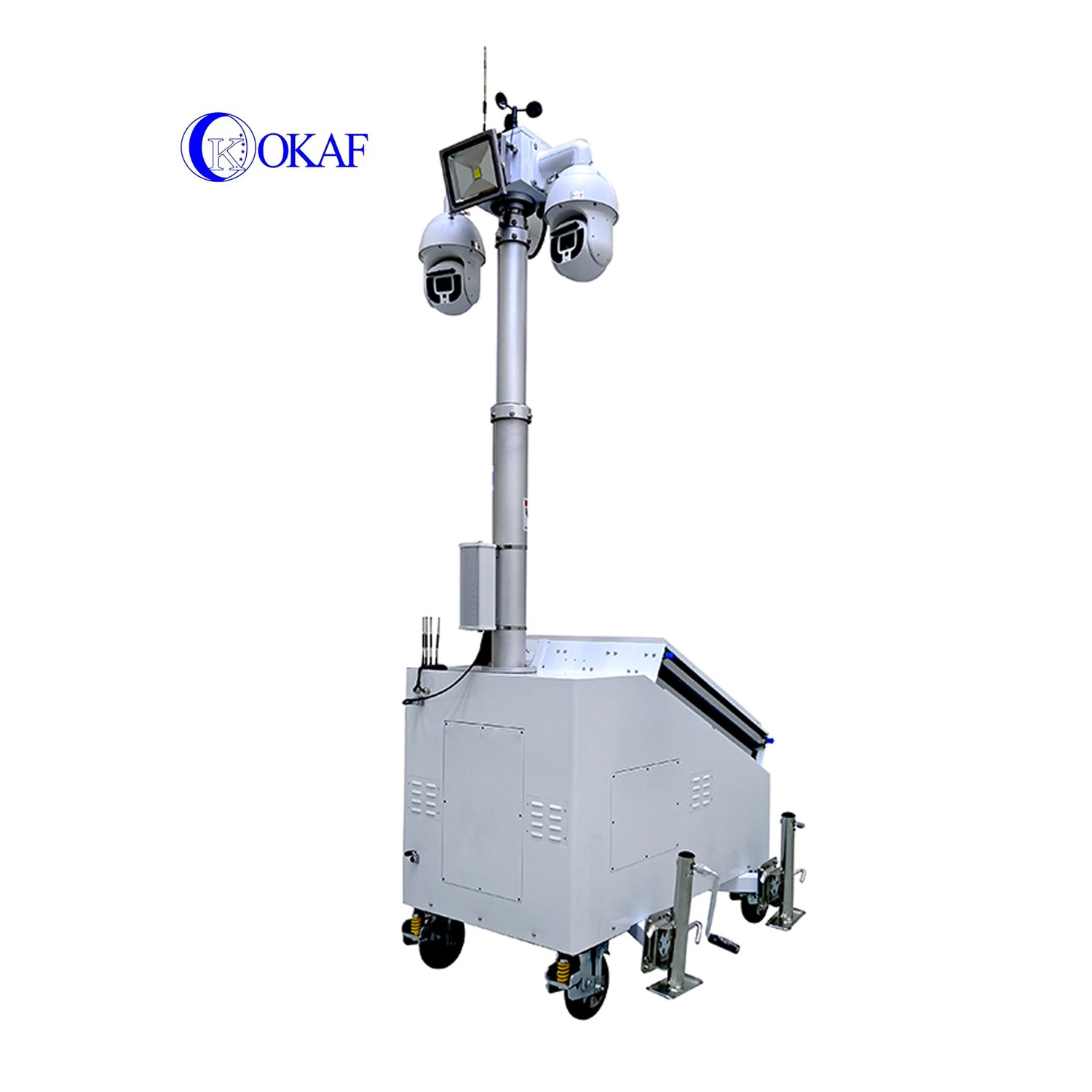 6m Mast Mobile DC24/48V Wind Solar-Powered CCTV Trailers surveillance trailer 24/7 site vision Portable construction lot event