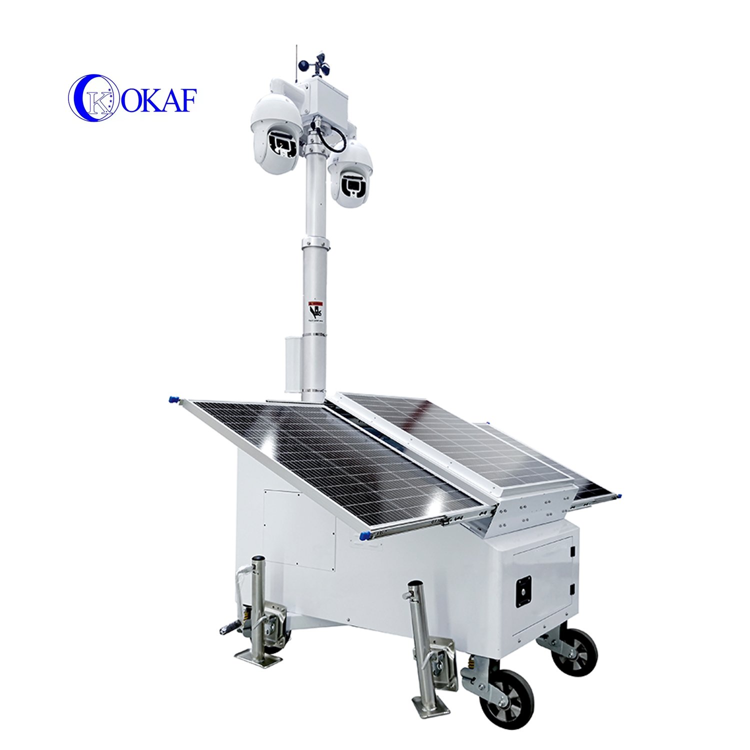 6m Mast Mobile DC24/48V Wind Solar-Powered CCTV Trailers surveillance trailer 24/7 site vision Portable construction lot event