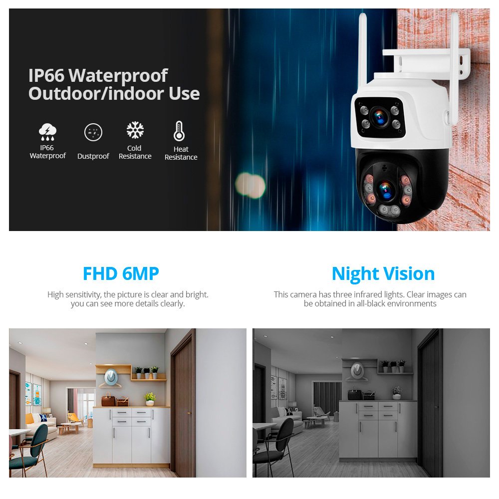 6MP NVR WIFI Cameras Security System 8CH Outdoor Indoor Video Surveillance Dual Screen Network Camera System CCTV ICSEE